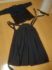 Japanese Kendo Gi Jacket Hakama Pants Set Dark Blue 100 Cotton Uniform