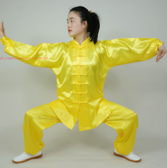 Unisex silks satins Tai chi Uniforms Wushu Martial arts Kung fu Wing Chun Suit