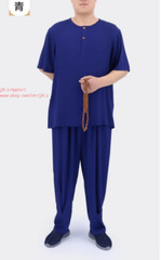 Cotton Meditation Buddhist Monk Sleepwear Summer Shaolin pajamas Set Underwear