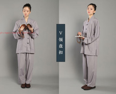 New Unisex Suits Buddhist Monk Religion Clothing Sets Lay Shirt+Pant Uniforms