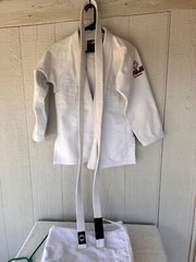 Fuji Gi Top Jacket Pants Belt Kimono Adult Sz A1 White Judo BJJ MMA Heavyweight