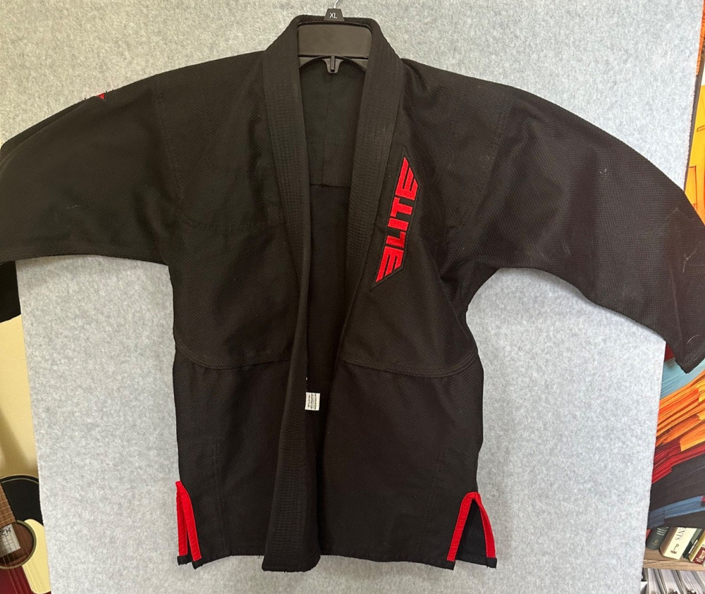 Elite Sports Brazilian Jiu Jitsu BJJ Gi Jacket Black Red Technical Fight Wear F2