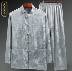 Mens Chinese Kung Fu Sets Taichi Tang Suit Top +Pant Martial Arts Wushu Customes
