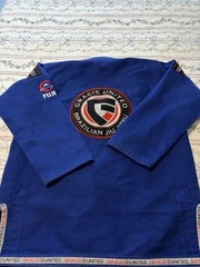 Gracie United BJJ Gi Uniform Set Jacket & Pants w/ Patches Blue Size A3