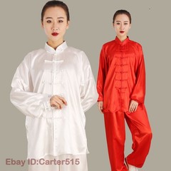 Chinese Kung Fu Tai Chi Faux Silk Uniform Arts Wushu Wing Chun Sets Unisex
