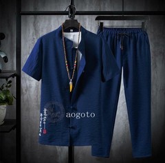 Men’s Tang suit Traditional Chinese Shirt +Pants Tang Suit Coat Kung Fu Tai Chi