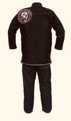Black Gi w/ Red Stitching and Embroidered Panther BJJ MMA
