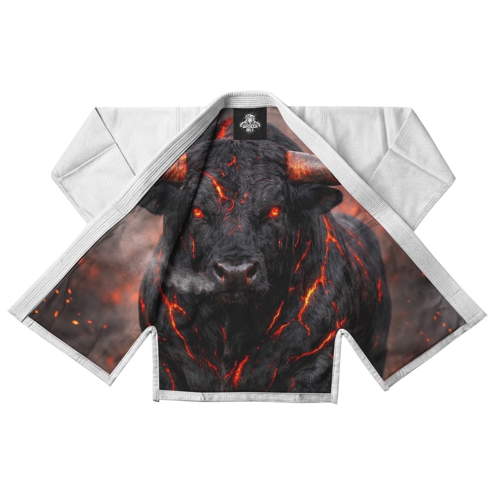 Premium White Brazilian Jiu Jitsu Gi Inferno Bull Inner Artwork | Adult Sizes