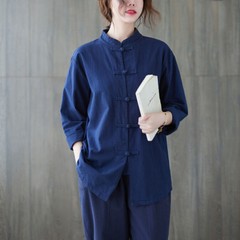 Women’s Retro Linen Shirts Pants Tai Chi Sets Blouse Martial Arts Kung Fu Suits