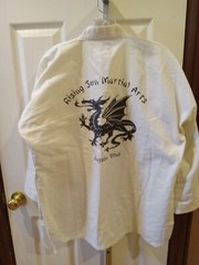 Swift Taekwondo Martial Arts White Top Only Rising Sun Patches Adult Size 3 USED