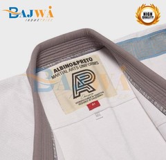 Albino & Preto Batch 7 Grey Skies BJJ Gi Premium White Jiu Jitsu Kimono 450 GSM