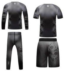 USA Ship Kids Brazilian Jiu-Jitsu BJJ MMA Uniform Combo Set Rashguard Shorts