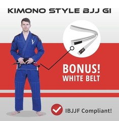 Vector Men’s BJJ Gi with Bonus White Belt Ripstop Pants for Brazilian Jiu Jitsu