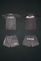 STANDUP Bone Breaker BJJ/MMA Rash Guard Shirt and Shorts Set Black Athletic Gear