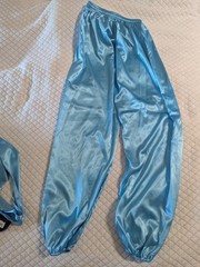 Satin Uniform, tai chi kung fu wing chun, top pants belt, blue, long sleeve