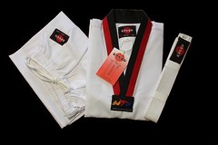 KANKU new Taekwondo Uniform 7.5Oz Adult and Kids WTF, White, black, poom