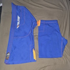 Elite Sports BJJ Brazilian Jiu Jitsu Gi Blue/Orange Size A1