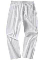 FANARCHER Men’s Lightweight Cotton Linen Pants Casual Trousers Medium White