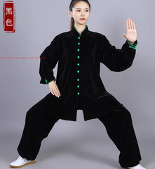 Fall Winter Unisex Tai chi Uniforms Warm Korean velvet Kung fu Martial arts Suit
