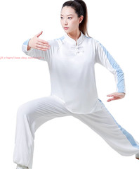 Unisex Martial Arts Suit Chinese Traditional Milk Silk Tai Chi Kung Fu Uniform