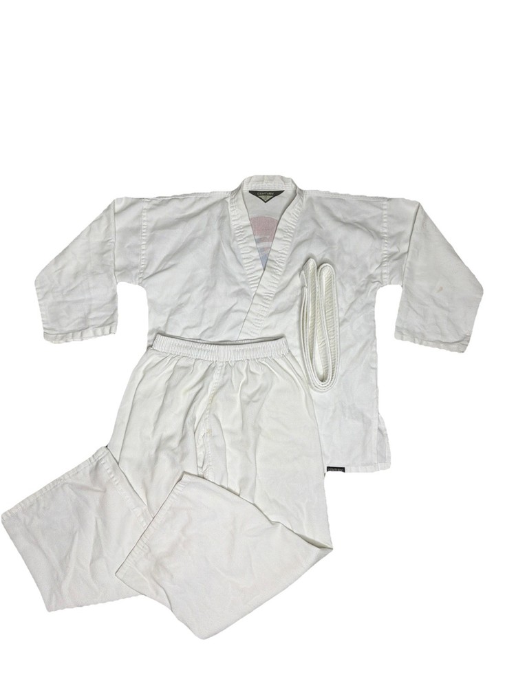 Century Kids Size 2 Strive Martial Arts Graphic Full Gi With White Belt USED