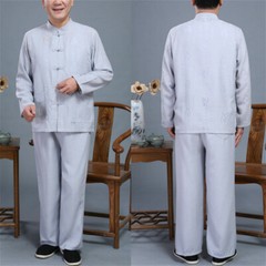 Men Chinese Tang Suit Tai Chi Set Kung Fu Uniform Shirt + Pants Martial Arts