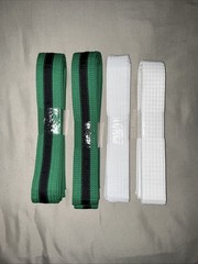 Macho Martial Arts Gi Uniform 2-White Belt & 2 Green Belts with Black Stripe