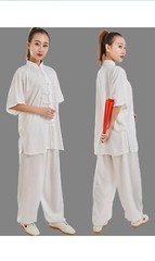 Linen Martial Arts Tai Chi Uniform Kung Fu Wingchun Suit Short Sleeves Outfit