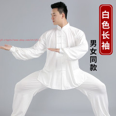 Spring Unisex Milk Silk Chinese Tai Chi Suit Morning Exercise Kung Fu Uniforms
