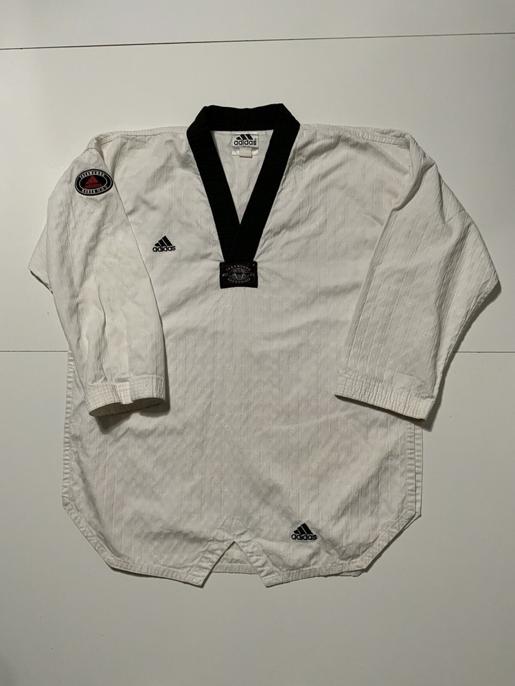 Vintage Adidas Taekwondo Korea AOP W.T.F. Martial Arts Uniform Top Shirt 190cm