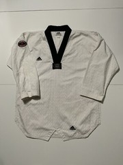 Vintage Adidas Taekwondo Korea AOP W.T.F. Martial Arts Uniform Top Shirt 190cm