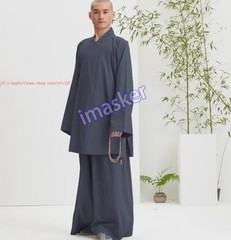 Buddhist Shaolin Monk Robe Full Set Cotton Thin Kung Fu Suit Meditation Uniforms