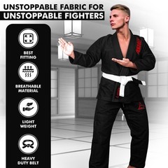 Ashes BJJ GI for Men IBJJF Kimono BJJ Jiujitsu GI W/Preshrunk Fabric & free belt