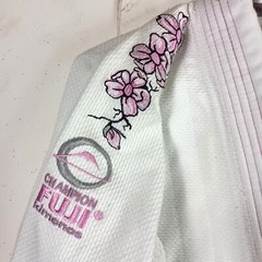 Fuji Champion Kimono W1 Jiu-Jitsu Gi Jacket Embroidered Cherry Blossom Cancer