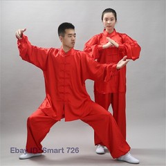 Chinese Women Men Kung Fu Uniform Martial Arts Wushu Taiji Suit Milk Silk