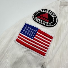 Vtg Adidas Taekwondo Dobok Uniform Top Size 00 130cm WTF Patches USA Korea
