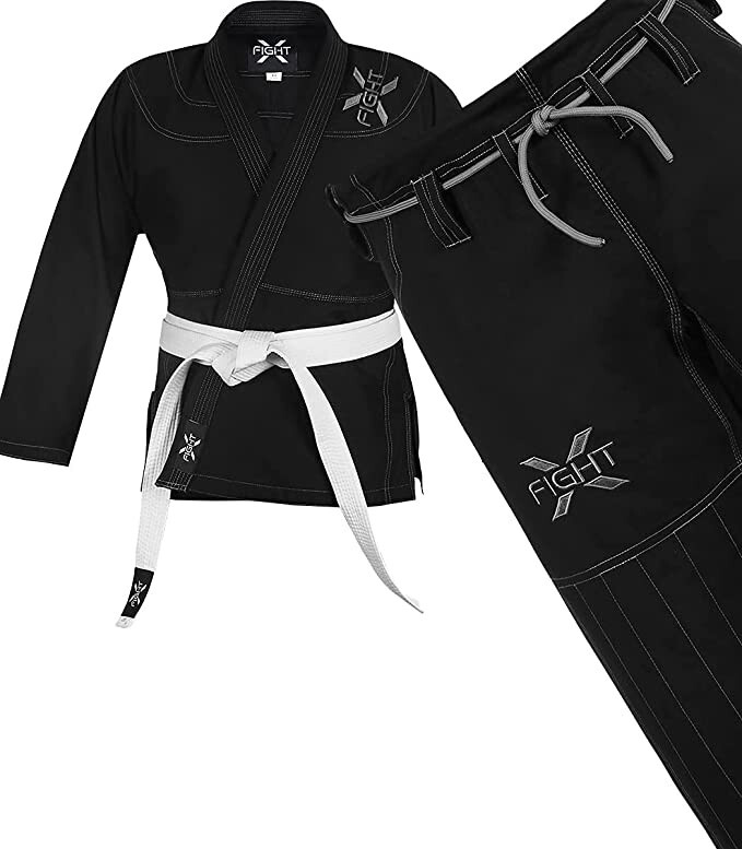 FightX Black Brazilian Jiu Jitsu (BJJ) Gi Size A5 for Men and Women