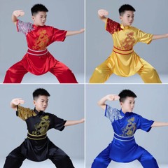 Traditional Chinese Kung Fu Uniform Martial Arts Suit Dragon Embroidery Outfit