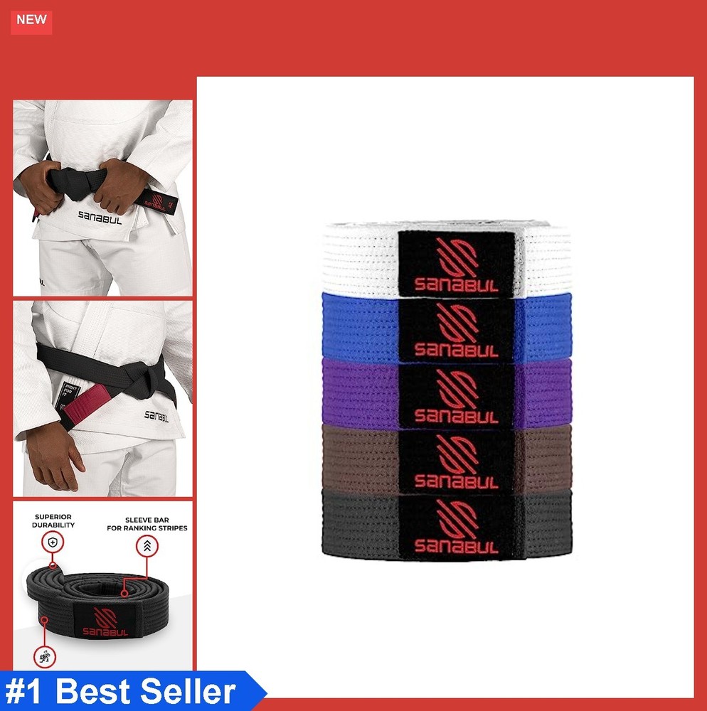 Brazilian Jiu Jitsu Belt IBJJF Approved Cotton Adult Sleeve Bar Stripes BJJ