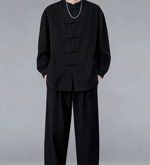 Summer Men’s Tang Suit Traditional Kung Fu Tai Chi Shirt and Pants Uniform Sets