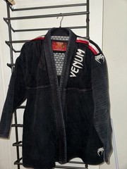 Venum Challenger BJJ Gi Jacket Black with Internal Pattern 100% Cotton Jujitsu L