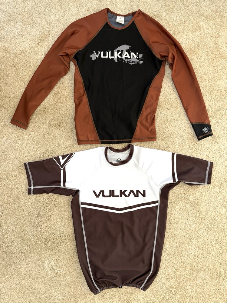 2 Vulkan Jiu Jitsu Flight Wear Tops Shirts – Size Small & US 8