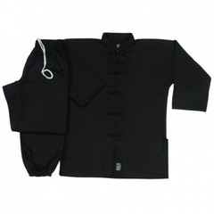 New Kung Fu Uniform Tai Chi Uniform-Black w/ Black Knot Cord Frogs by Bold Look