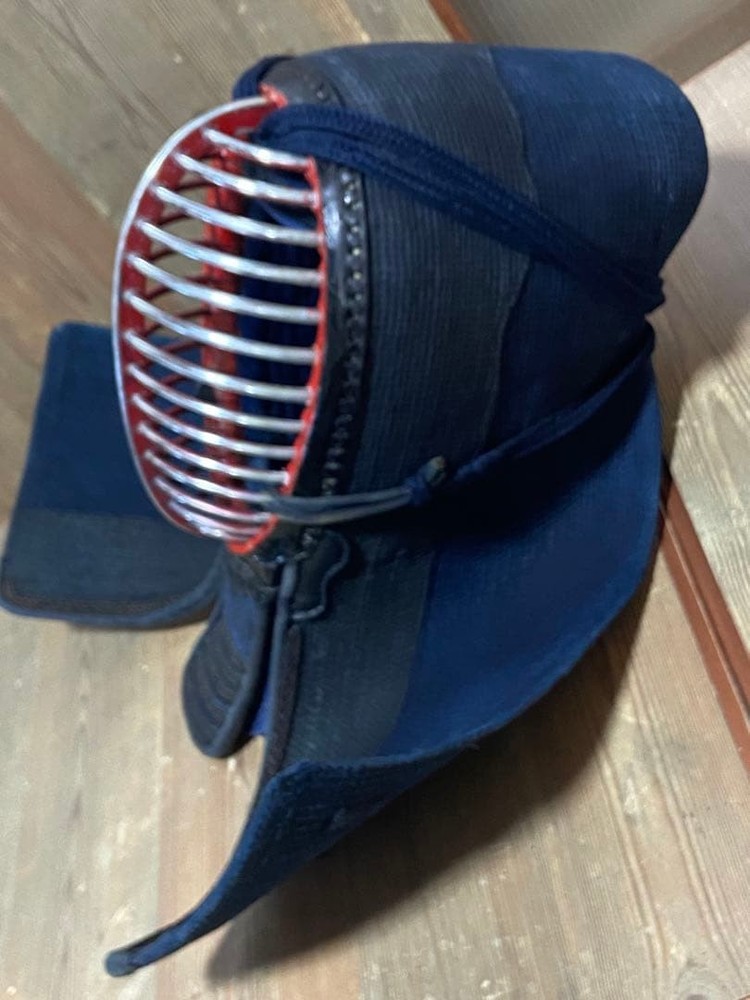 Japanese Kendo Men Mask High Quality Navy Deerskin 1 Bu Hand Stitched