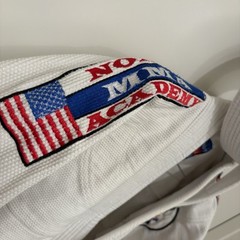 Adult Mens A1 White Jiu Jitsu GI, Top & Bottom #2 Nono’s Academy With White Belt