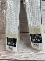 2 Elite Sports GI Belt BJJ Brazilian Jiu Jitsu Size A3L White Karate Belt New