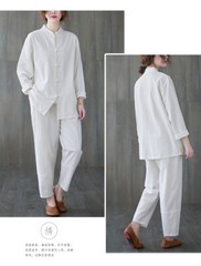 Women’s Retro Linen Shirts Pants Tai Chi Sets Blouse Martial Arts Kung Fu Suits