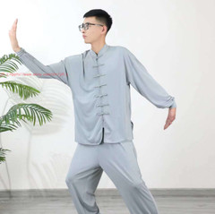 Chinese Style Women Men Milk Silk Kung Fu Uniform Martial Arts Wushu Tai ji Suit