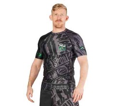 Fuji High Impact MMA BJJ Jiu Jitsu Short Sleeve SS Rashguard – Black/Green