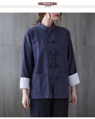 Chinese Cotton and Linen Shirt Jacket Women’s Large Size Yoga Top